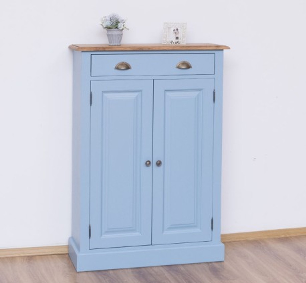 Casa Padrino Schrank im Landhausstil mit 2 Türen, 1 Schublade und Eichenholzplatte, 85 x 35 x 120 cm Casa Padrino Schrank im Landhausstil mit 2 Türen, 1 Schublade und Eichenholzplatte, 85 x 35 x 120 cm