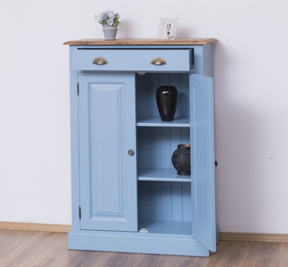 Casa Padrino Schrank im Landhausstil mit 2 Türen, 1 Schublade und Eichenholzplatte, 85 x 35 x 120 cm Casa Padrino Schrank im Landhausstil mit 2 Türen, 1 Schublade und Eichenholzplatte, 85 x 35 x 120 cm
