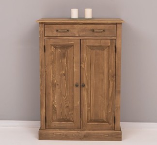 Casa Padrino Schrank im Landhausstil mit 2 Türen, 1 Schublade und Eichenholzplatte, 85 x 35 x 120 cm