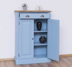 Casa Padrino Schrank im Landhausstil mit 2 Türen, 1 Schublade und Eichenholzplatte, 85 x 35 x 120 cm Casa Padrino Schrank im Landhausstil mit 2 Türen, 1 Schublade und Eichenholzplatte, 85 x 35 x 120 cm
