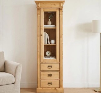 Casa Padrino Armoire à vêtements style campagne avec 1 porte vitrée et 3 tiroirs, 65 x 39 x 197 cm