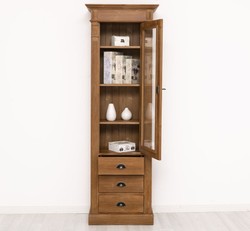 Casa Padrino Wardrobe Country Style with 1 glass door and 3 drawers, 65 x 39 x 197 cm
