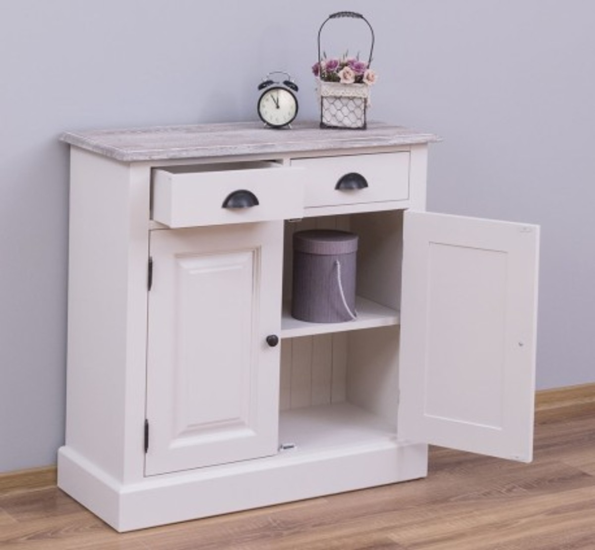 Casa Padrino Armadio stile country con 2 ante, 2 cassetti e piano in rovere, 85 x 35 x 85 cm Casa Padrino Armadio stile country con 2 ante, 2 cassetti e piano in rovere, 85 x 35 x 85 cm