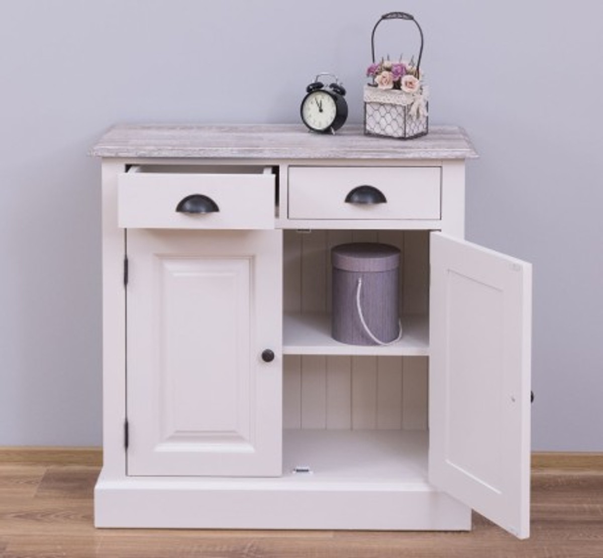 Casa Padrino Armadio stile country con 2 ante, 2 cassetti e piano in rovere, 85 x 35 x 85 cm Casa Padrino Armadio stile country con 2 ante, 2 cassetti e piano in rovere, 85 x 35 x 85 cm