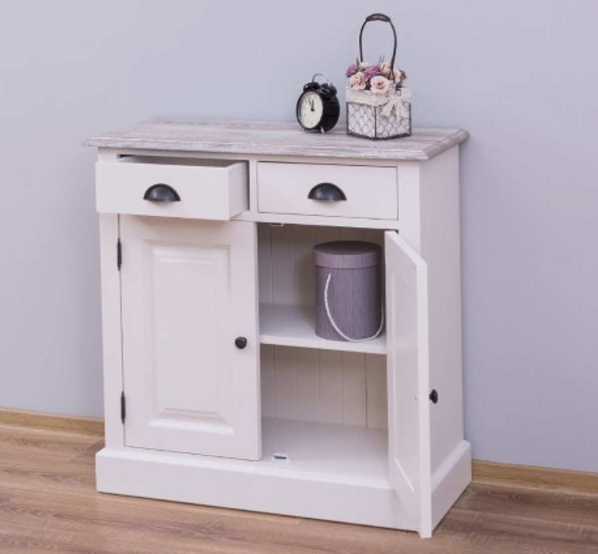 Casa Padrino Armadio stile country con 2 ante, 2 cassetti e piano in rovere, 85 x 35 x 85 cm Casa Padrino Armadio stile country con 2 ante, 2 cassetti e piano in rovere, 85 x 35 x 85 cm