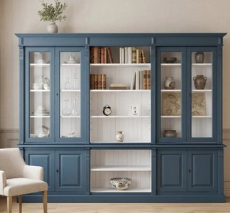 Casa Padrino Libreria stile country con 4 ante in vetro, 286 x 51 x 228 cm