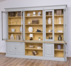 Casa Padrino Libreria stile country con 4 ante in vetro, 286 x 51 x 228 cm Casa Padrino Libreria stile country con 4 ante in vetro, 286 x 51 x 228 cm
