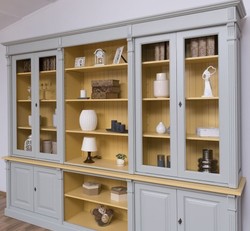 Casa Padrino Libreria stile country con 4 ante in vetro, 286 x 51 x 228 cm Casa Padrino Libreria stile country con 4 ante in vetro, 286 x 51 x 228 cm