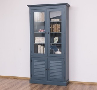 Casa Padrino Vitrine im Landhausstil mit 2 Glastüren, 110 x 39 x 210 cm
