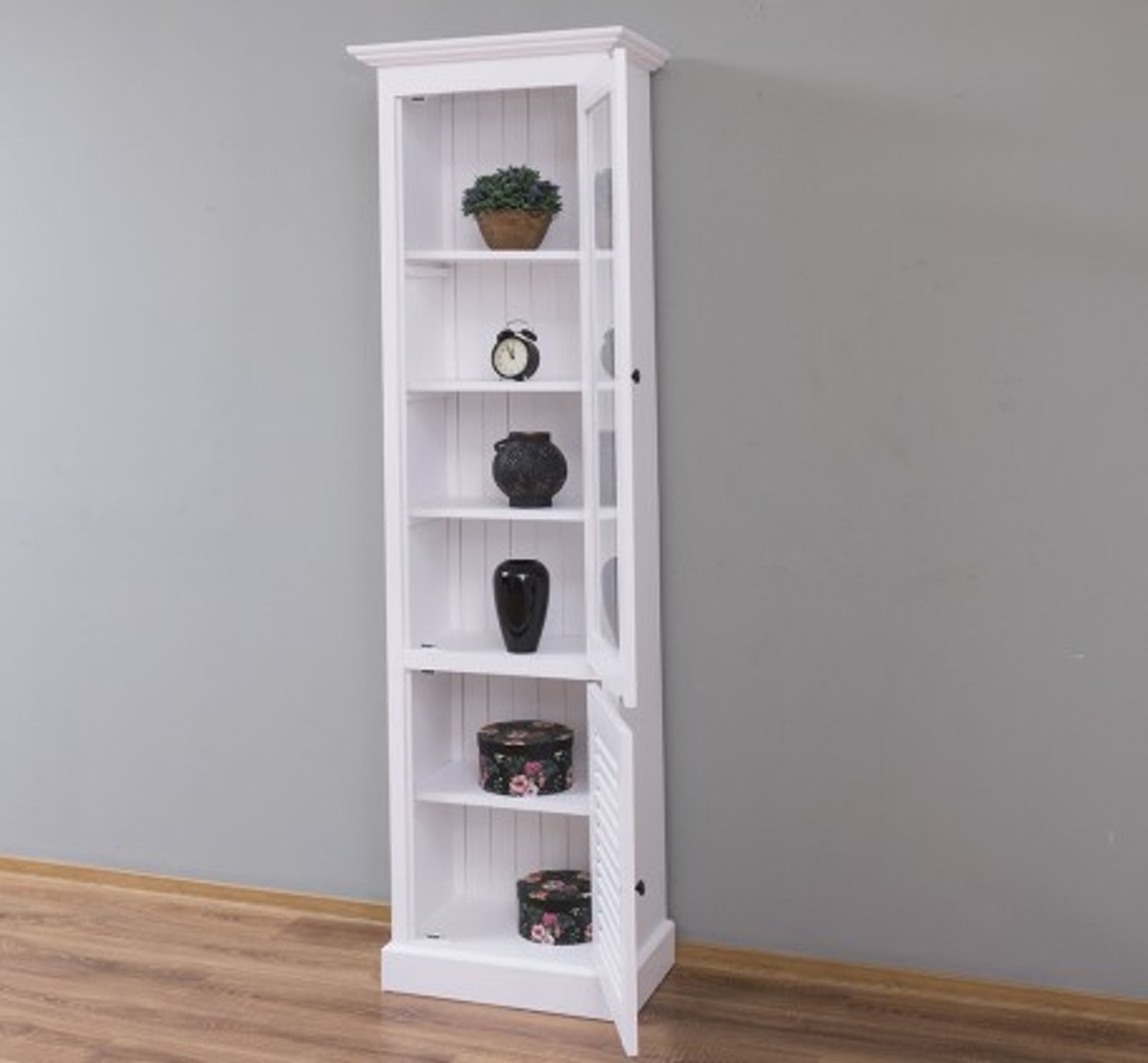 Casa Padrino Vitrine im Landhausstil mit 1 Glastür, 64 x 39 x 210 cm