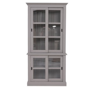 Casa Padrino Vitrine im Landhausstil mit 2 Türen, 110 x 47 x 220 cm