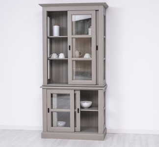 Casa Padrino Vitrine im Landhausstil mit 2 Türen, 110 x 47 x 220 cm