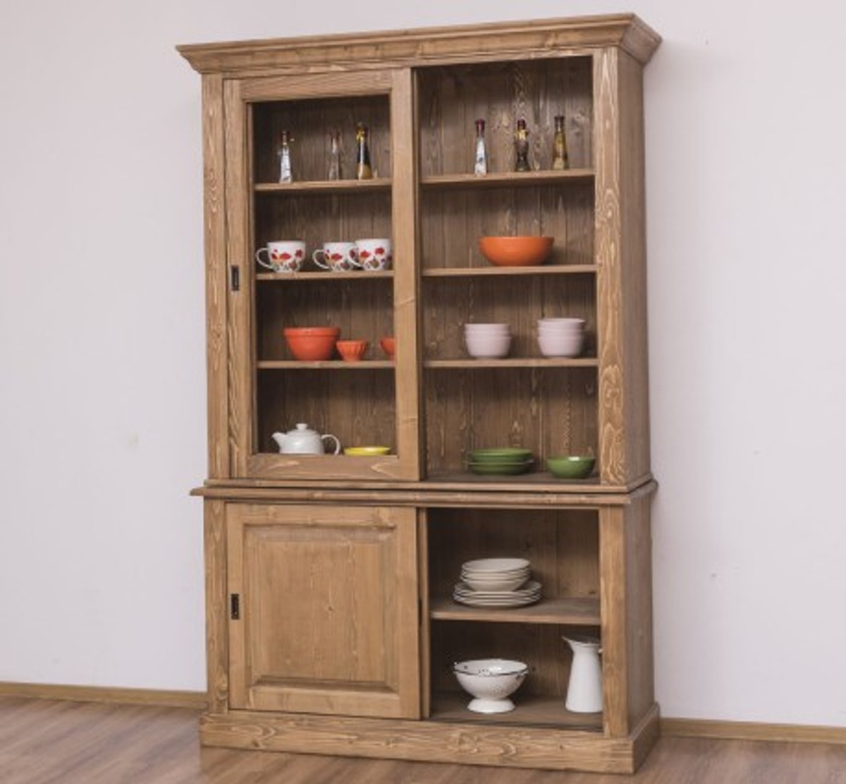 Casa Padrino Vitrina estilo rústico con 2 puertas correderas, 141 x 48 x 212 cm Casa Padrino Vitrina estilo rústico con 2 puertas correderas, 141 x 48 x 212 cm
