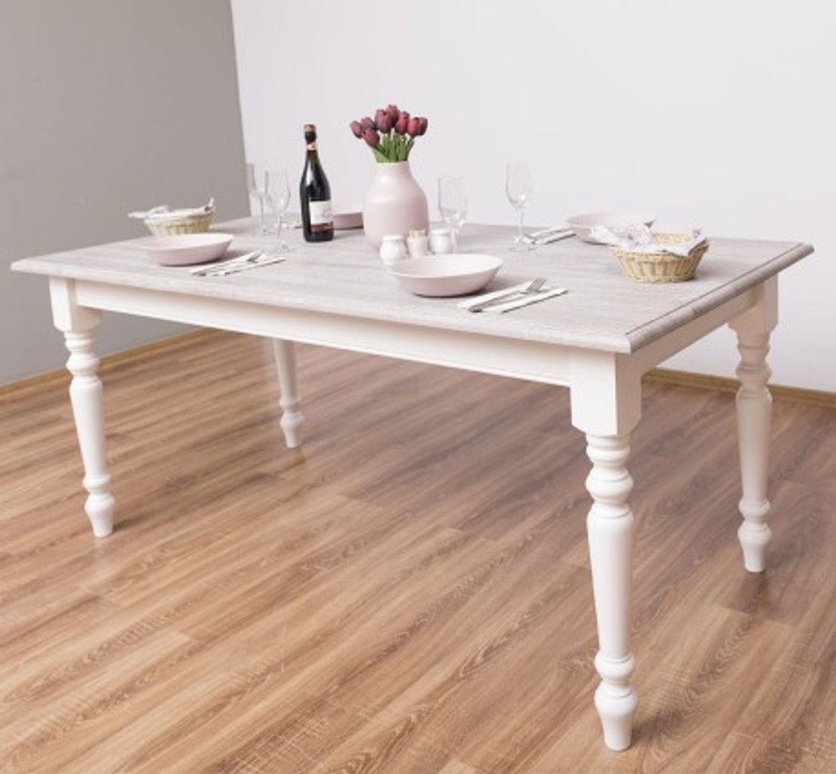 Casa Padrino Esstisch im Landhausstil mit Eichenholzplatte, 180 x 90 x 78 cm Casa Padrino Esstisch im Landhausstil mit Eichenholzplatte, 180 x 90 x 78 cm