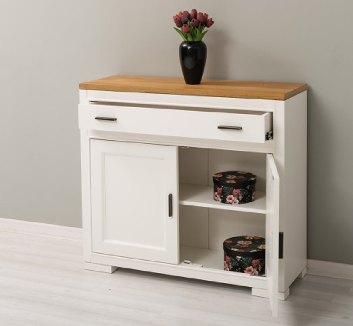 Casa Padrino Kommode im Landhausstil mit 2 Türen und 1 Schublade, 100 x 35 x 90 cm Casa Padrino Kommode im Landhausstil mit 2 Türen und 1 Schublade, 100 x 35 x 90 cm