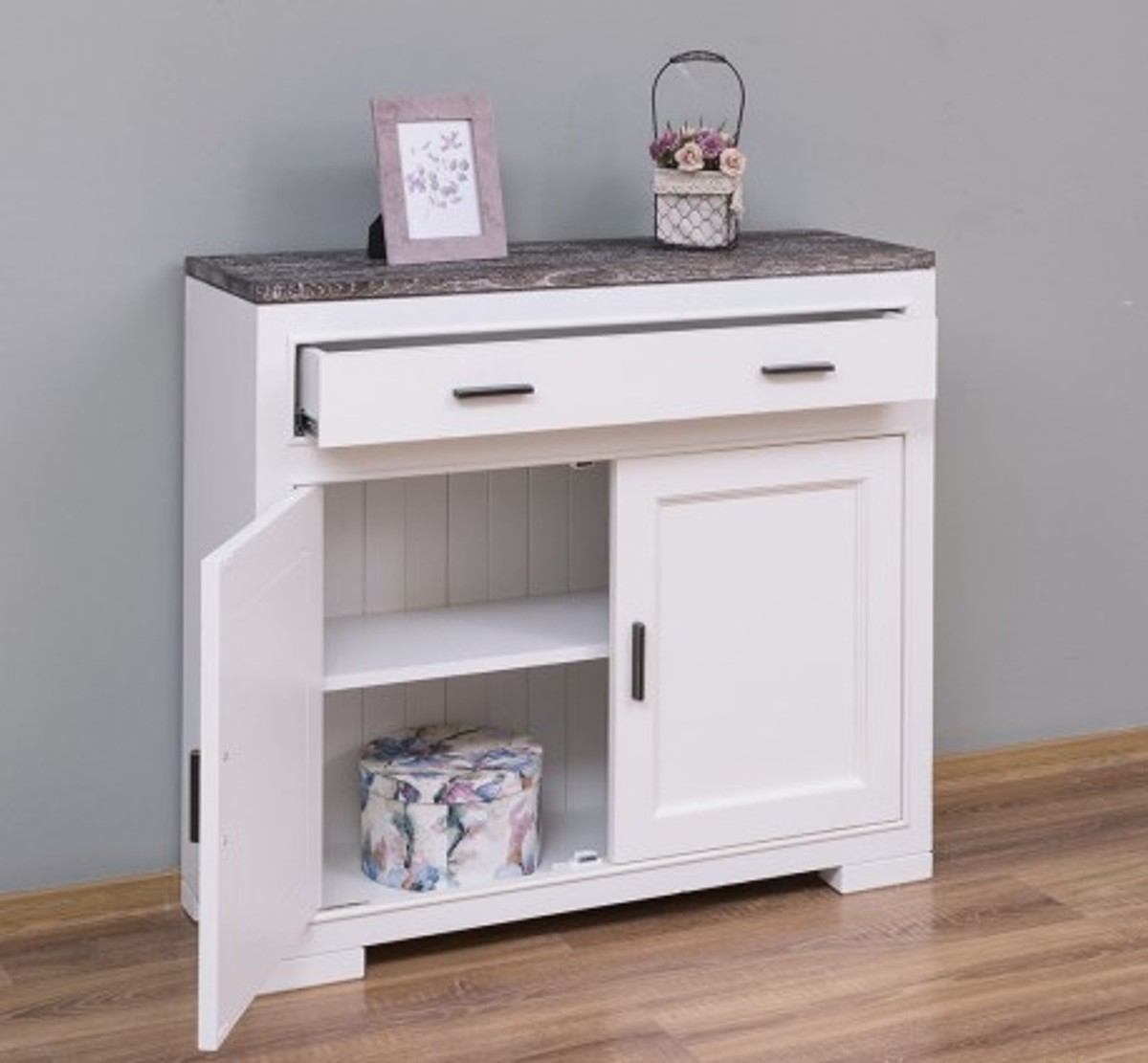 Casa Padrino Chest of Drawers Country Style with 2 doors, 1 drawer and oak top, 100 x 35 x 90 cm Casa Padrino Chest of Drawers Country Style with 2 doors, 1 drawer and oak top, 100 x 35 x 90 cm
