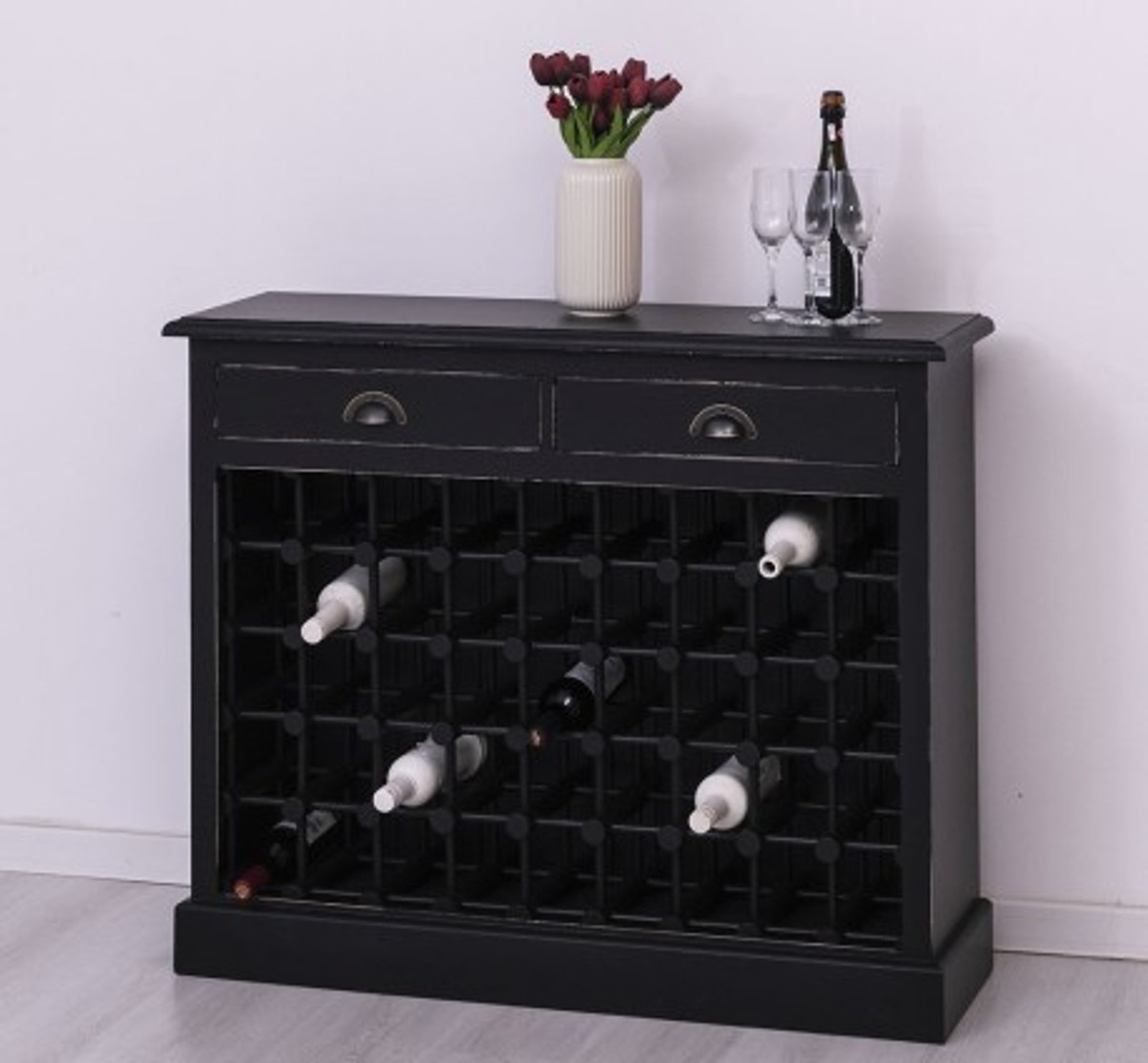 Casa Padrino Botellero estilo rústico con 2 cajones, 110 x 34 x 90 cm Casa Padrino Botellero estilo rústico con 2 cajones, 110 x 34 x 90 cm