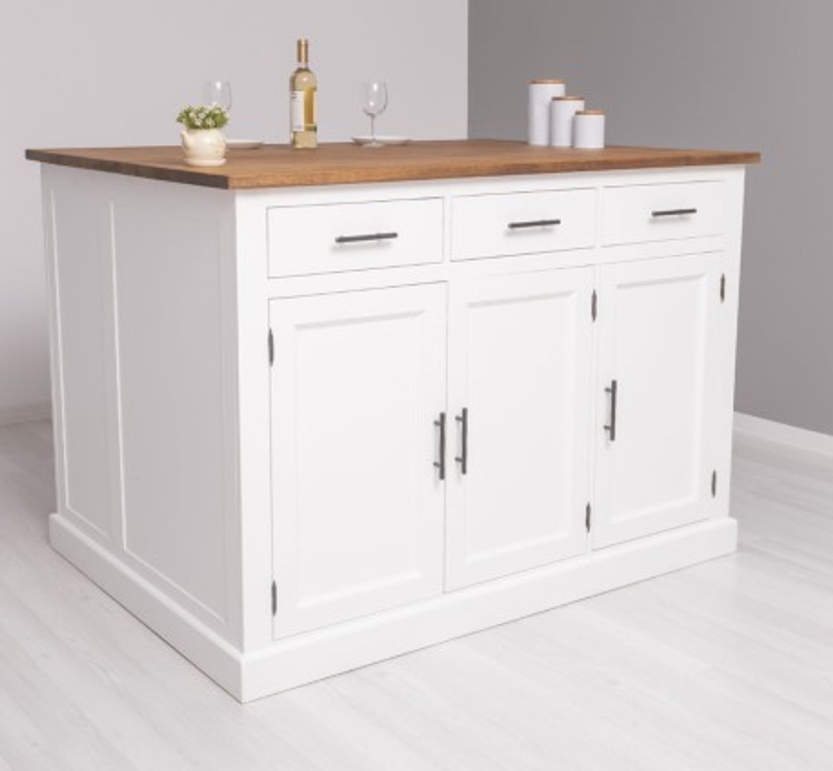 Casa Padrino Küchenschrank im Landhausstil mit Eichenholzplatte, 160 x 110 x 110 cm Casa Padrino Küchenschrank im Landhausstil mit Eichenholzplatte, 160 x 110 x 110 cm