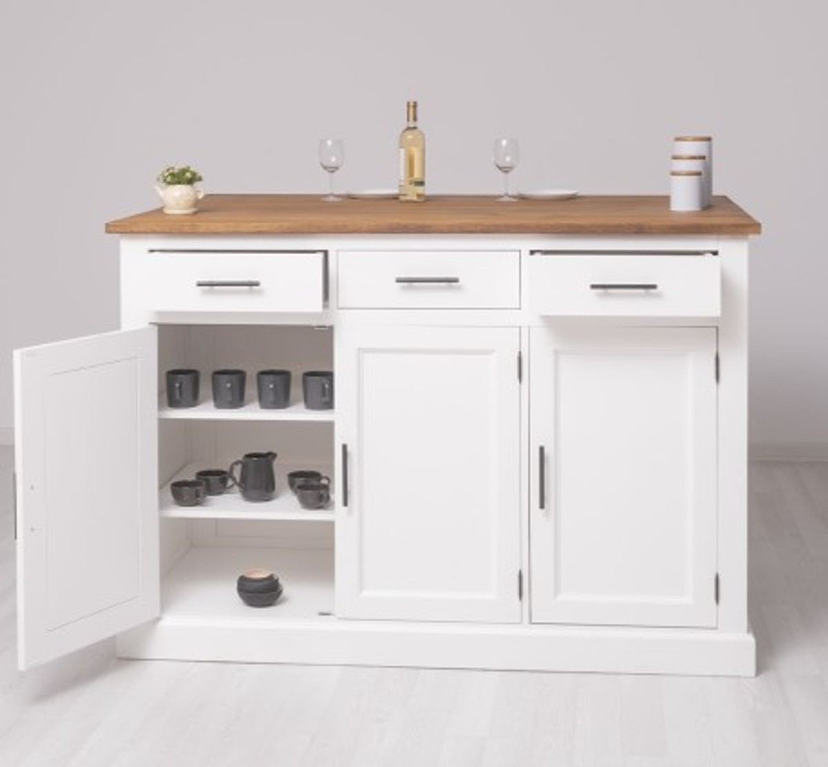 Casa Padrino Küchenschrank im Landhausstil mit Eichenholzplatte, 160 x 110 x 110 cm Casa Padrino Küchenschrank im Landhausstil mit Eichenholzplatte, 160 x 110 x 110 cm