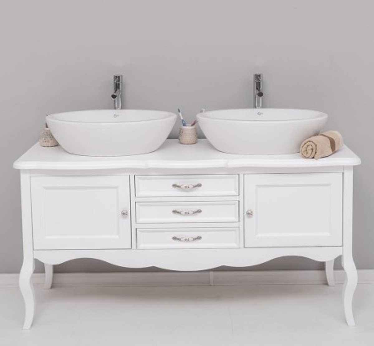 Casa Padrino Mueble de lavabo estilo rústico con 2 puertas y 3 cajones, 150 x 54 x 75 cm Casa Padrino Mueble de lavabo estilo rústico con 2 puertas y 3 cajones, 150 x 54 x 75 cm