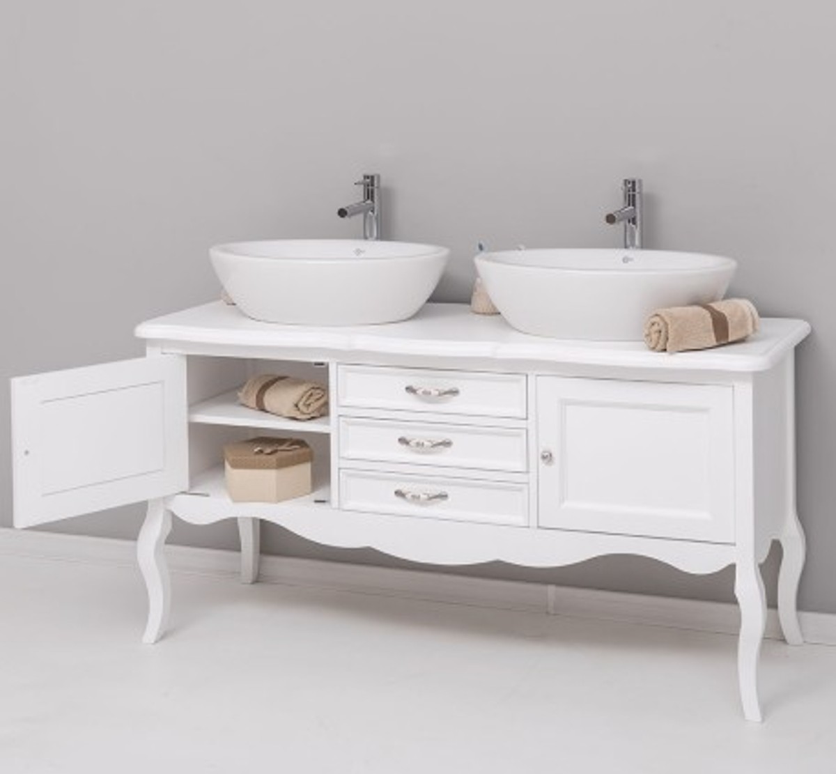 Casa Padrino Mueble de lavabo estilo rústico con 2 puertas y 3 cajones, 150 x 54 x 75 cm Casa Padrino Mueble de lavabo estilo rústico con 2 puertas y 3 cajones, 150 x 54 x 75 cm