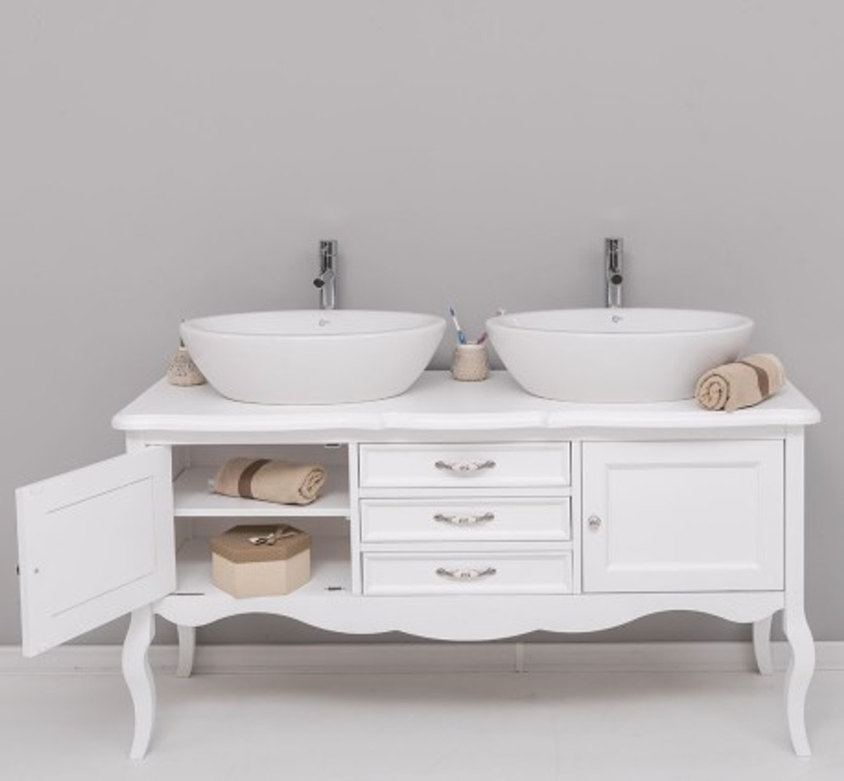 Casa Padrino Mueble de lavabo estilo rústico con 2 puertas y 3 cajones, 150 x 54 x 75 cm Casa Padrino Mueble de lavabo estilo rústico con 2 puertas y 3 cajones, 150 x 54 x 75 cm