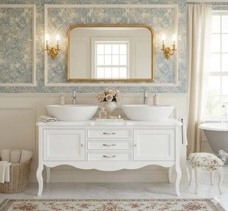 Casa Padrino Meuble-lavabo style campagne avec 2 portes et 3 tiroirs, 150 x 54 x 75 cm Casa Padrino Meuble-lavabo style campagne avec 2 portes et 3 tiroirs, 150 x 54 x 75 cm