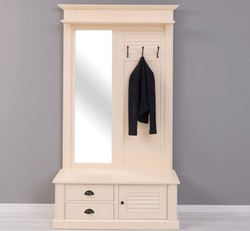 Casa Padrino Appendiabiti stile country con 1 anta e 2 cassetti, 121 x 41 x 210 cm