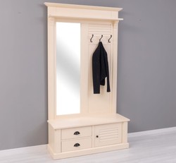 Casa Padrino Appendiabiti stile country con 1 anta e 2 cassetti, 121 x 41 x 210 cm