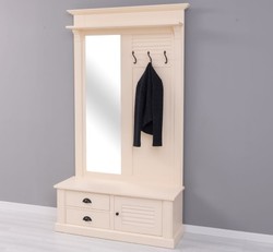 Casa Padrino Appendiabiti stile country con 1 anta e 2 cassetti, 121 x 41 x 210 cm