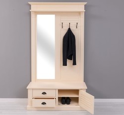 Casa Padrino Appendiabiti stile country con 1 anta e 2 cassetti, 121 x 41 x 210 cm