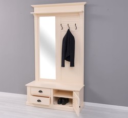 Casa Padrino Appendiabiti stile country con 1 anta e 2 cassetti, 121 x 41 x 210 cm