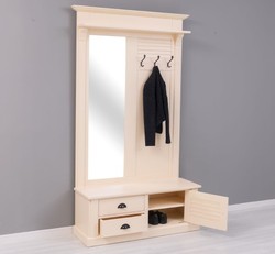 Casa Padrino Appendiabiti stile country con 1 anta e 2 cassetti, 121 x 41 x 210 cm