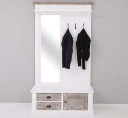Casa Padrino Appendiabiti stile country con 1 anta e 2 cassetti, 121 x 41 x 210 cm