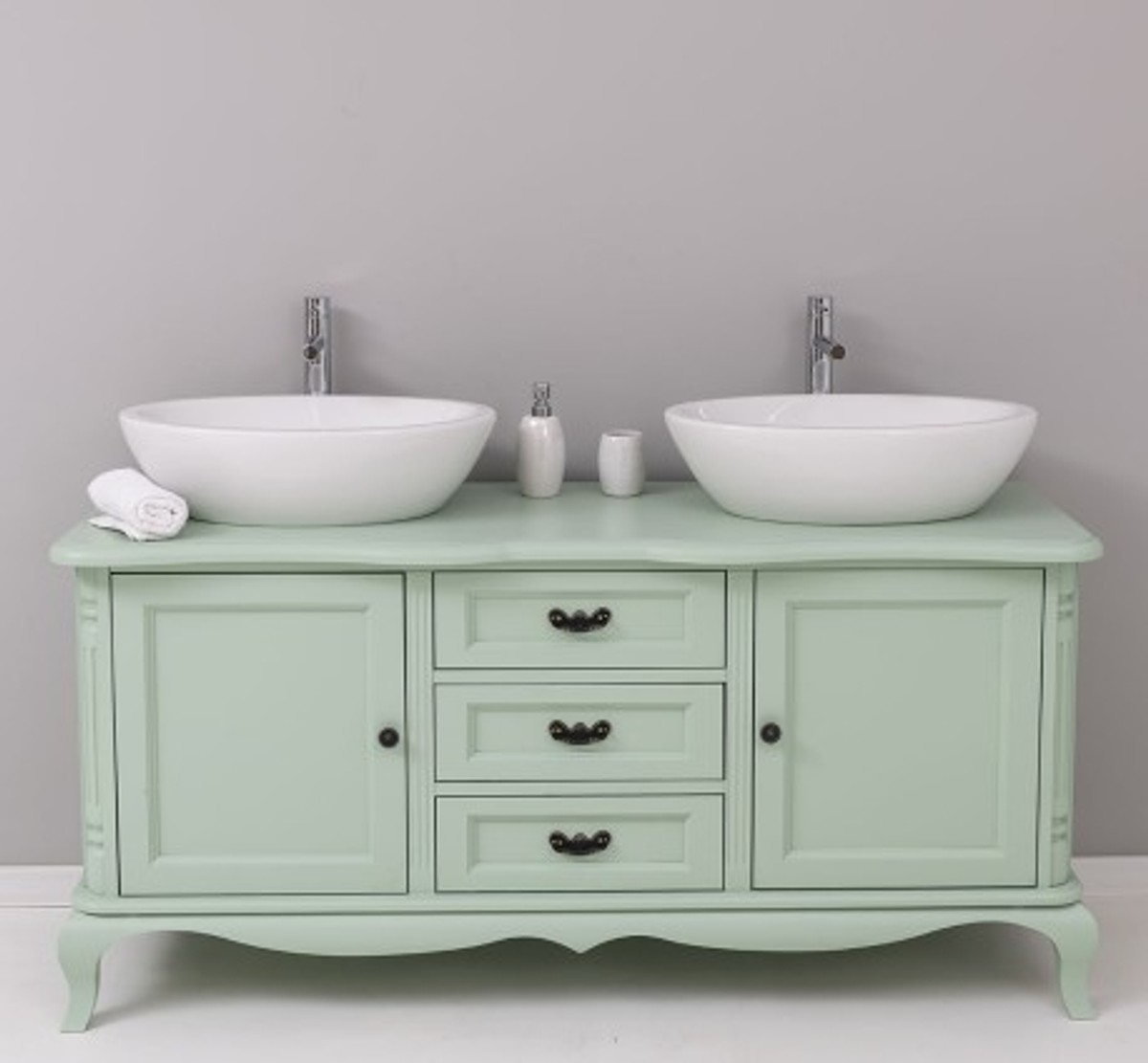 Casa Padrino Mueble de lavabo estilo rústico con 2 puertas y 3 cajones, 158 x 54 x 75 cm Casa Padrino Mueble de lavabo estilo rústico con 2 puertas y 3 cajones, 158 x 54 x 75 cm