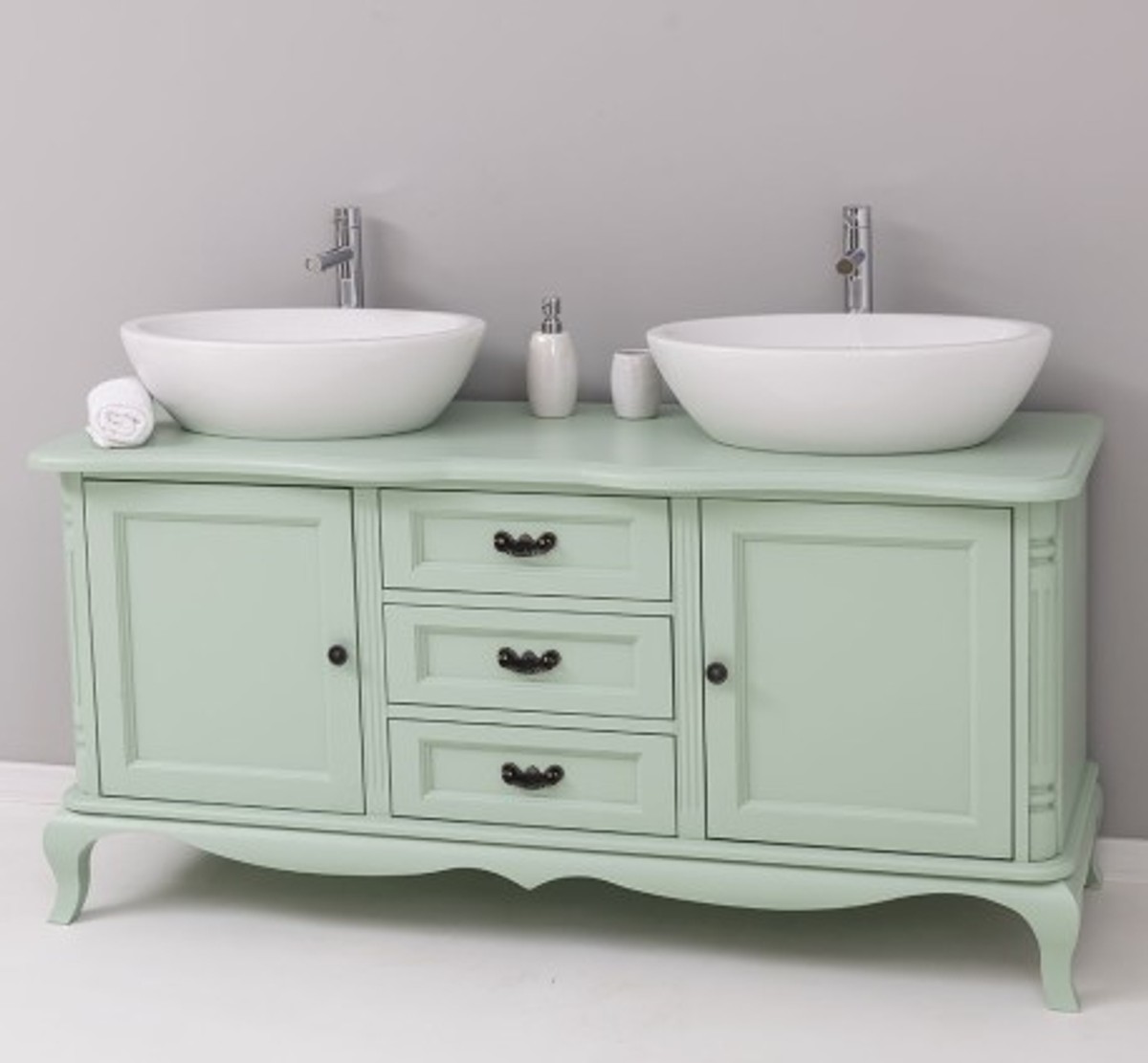 Casa Padrino Mueble de lavabo estilo rústico con 2 puertas y 3 cajones, 158 x 54 x 75 cm Casa Padrino Mueble de lavabo estilo rústico con 2 puertas y 3 cajones, 158 x 54 x 75 cm