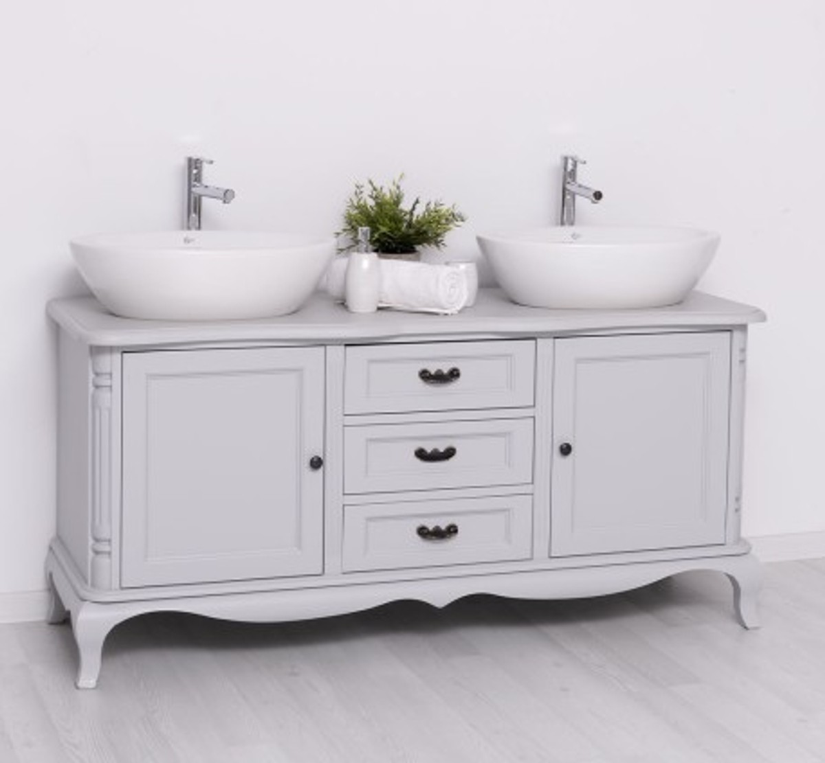 Casa Padrino Mueble de lavabo estilo rústico con 2 puertas y 3 cajones, 158 x 54 x 75 cm Casa Padrino Mueble de lavabo estilo rústico con 2 puertas y 3 cajones, 158 x 54 x 75 cm