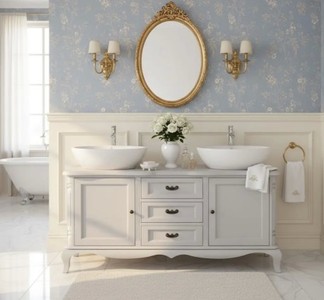 Casa Padrino Meuble-lavabo style campagne avec 2 portes et 3 tiroirs, 158 x 54 x 75 cm Casa Padrino Meuble-lavabo style campagne avec 2 portes et 3 tiroirs, 158 x 54 x 75 cm