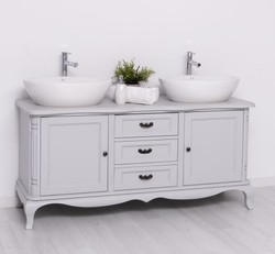 Casa Padrino Mueble de lavabo estilo rústico con 2 puertas y 3 cajones, 158 x 54 x 75 cm Casa Padrino Mueble de lavabo estilo rústico con 2 puertas y 3 cajones, 158 x 54 x 75 cm