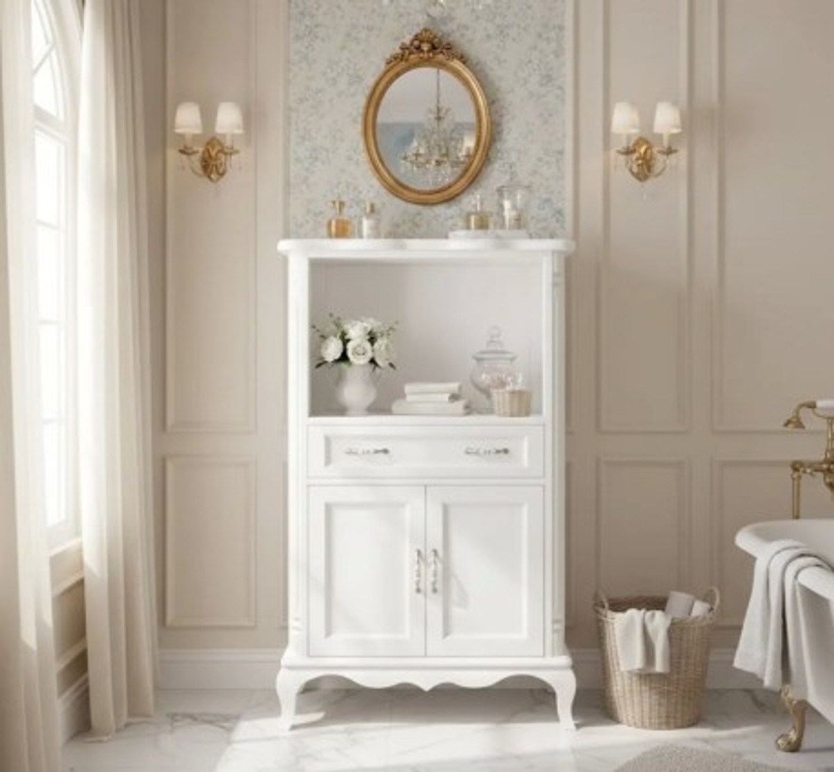 Casa Padrino Mueble de lavabo estilo rústico con 2 puertas y 1 cajón, 85 x 40 x 140 cm Casa Padrino Mueble de lavabo estilo rústico con 2 puertas y 1 cajón, 85 x 40 x 140 cm