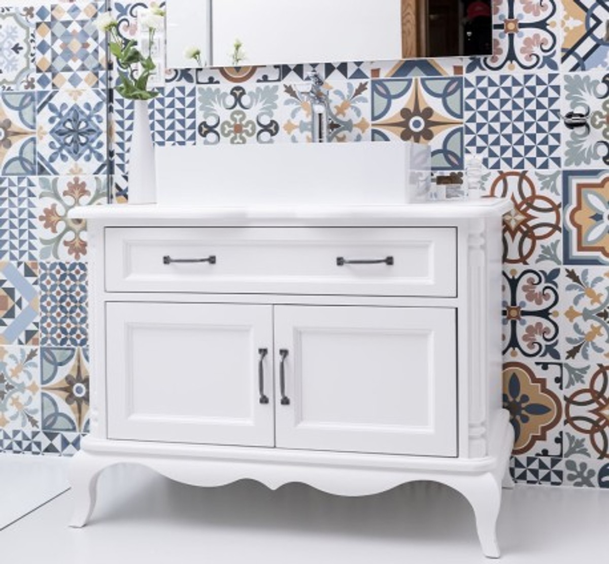 Casa Padrino Mueble de lavabo estilo rústico con 2 puertas y 1 cajón, 100 x 57 x 75 cm Casa Padrino Mueble de lavabo estilo rústico con 2 puertas y 1 cajón, 100 x 57 x 75 cm