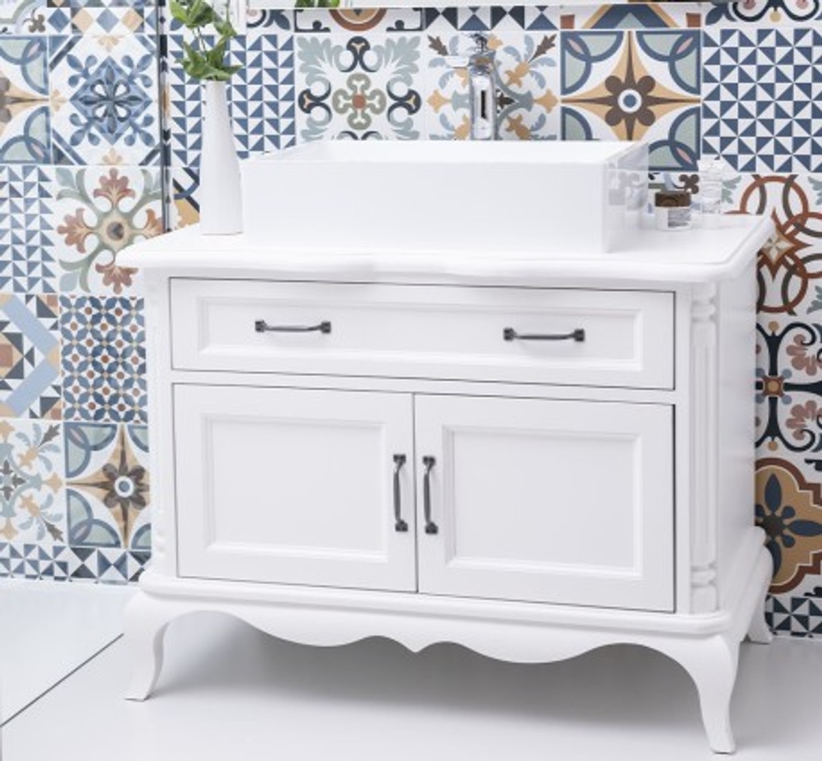 Casa Padrino Mueble de lavabo estilo rústico con 2 puertas y 1 cajón, 100 x 57 x 75 cm Casa Padrino Mueble de lavabo estilo rústico con 2 puertas y 1 cajón, 100 x 57 x 75 cm