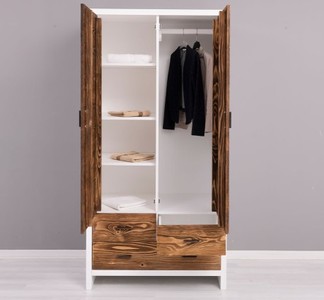 Casa Padrino Kleiderschrank im Landhausstil mit 2 Türen und 3 Schubladen, 100 x 55 x 200 cm