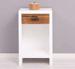 Casa Padrino Mesita de noche estilo rústico con 1 cajón, 45 x 30 x 74 cm Casa Padrino Mesita de noche estilo rústico con 1 cajón, 45 x 30 x 74 cm
