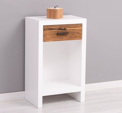 Casa Padrino Mesita de noche estilo rústico con 1 cajón, 45 x 30 x 74 cm Casa Padrino Mesita de noche estilo rústico con 1 cajón, 45 x 30 x 74 cm
