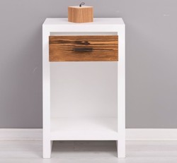 Casa Padrino Mesita de noche estilo rústico con 1 cajón, 45 x 30 x 74 cm Casa Padrino Mesita de noche estilo rústico con 1 cajón, 45 x 30 x 74 cm