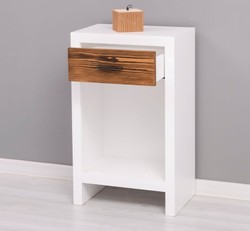 Casa Padrino Mesita de noche estilo rústico con 1 cajón, 45 x 30 x 74 cm Casa Padrino Mesita de noche estilo rústico con 1 cajón, 45 x 30 x 74 cm