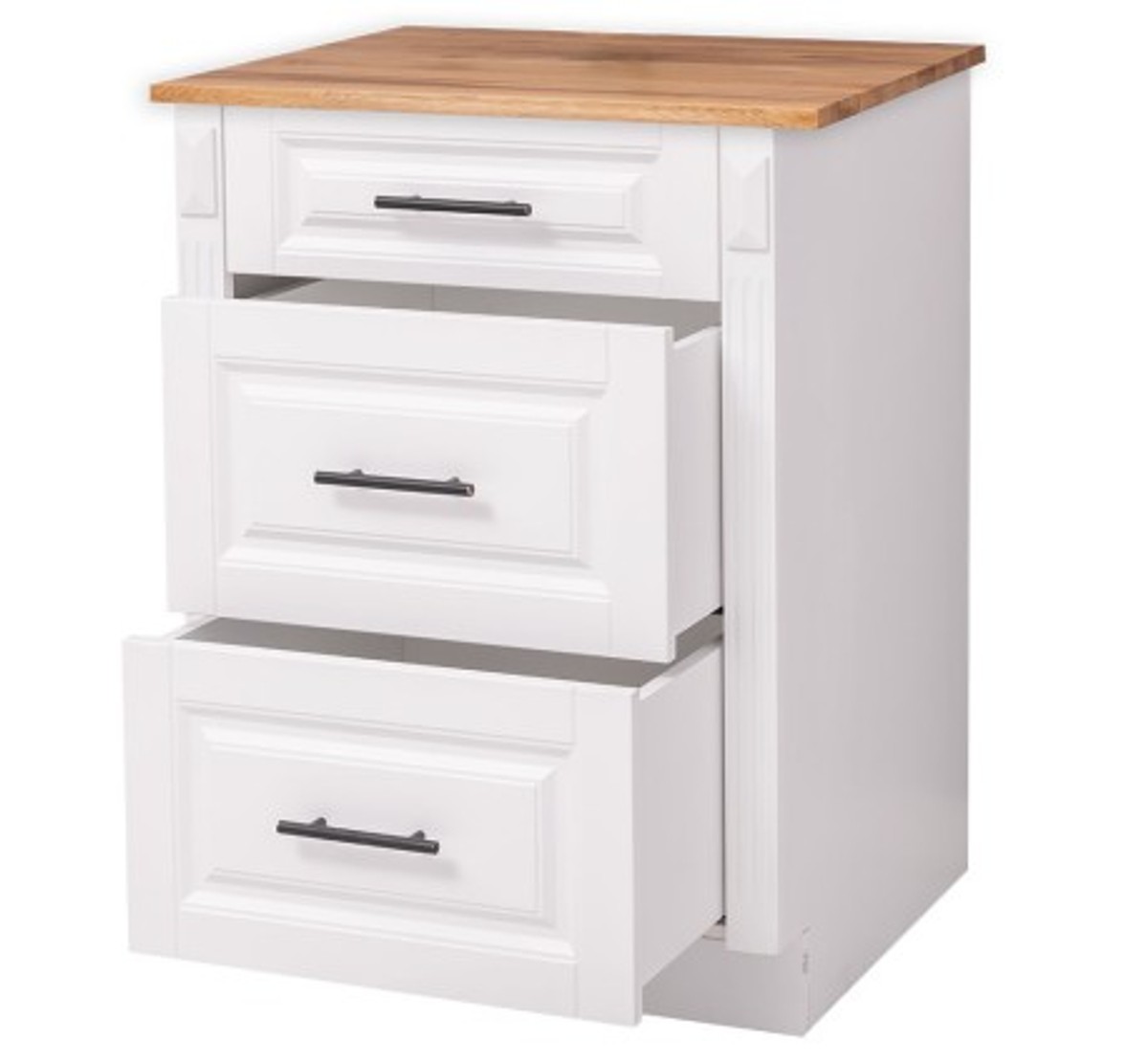 Casa Padrino Küchenschrank im Landhausstil mit 3 Schubladen und Eichenholzplatte, 64 x 60 x 89 cm Casa Padrino Küchenschrank im Landhausstil mit 3 Schubladen und Eichenholzplatte, 64 x 60 x 89 cm