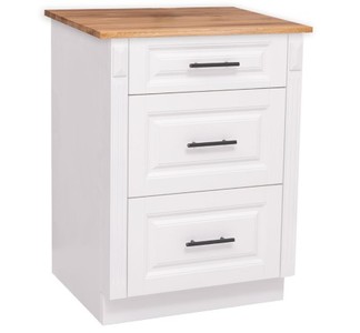 Casa Padrino Mobile da cucina stile country con 3 cassetti e piano in rovere, 64 x 60 x 89 cm