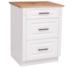 Casa Padrino Küchenschrank im Landhausstil mit 3 Schubladen und Eichenholzplatte, 64 x 60 x 89 cm Casa Padrino Küchenschrank im Landhausstil mit 3 Schubladen und Eichenholzplatte, 64 x 60 x 89 cm